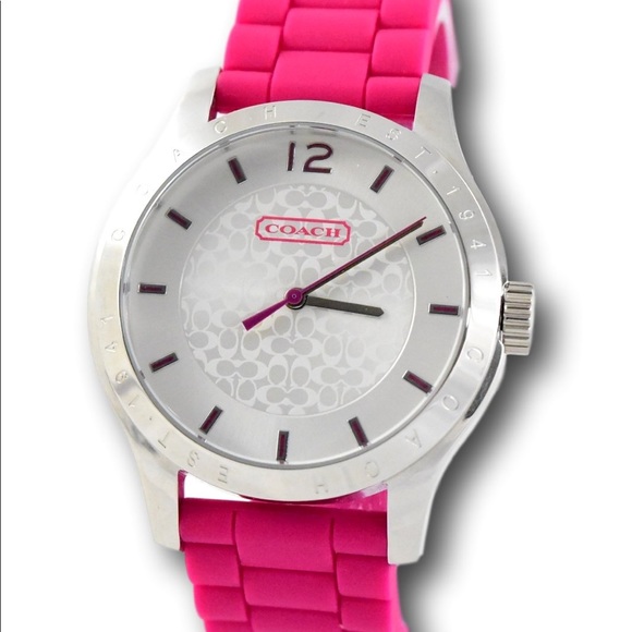 Coach Women's Maddy Watch Silver with Pink Band - Picture 1 of 8